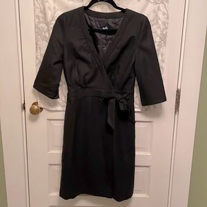 J Crew black wool wrap dress size 4